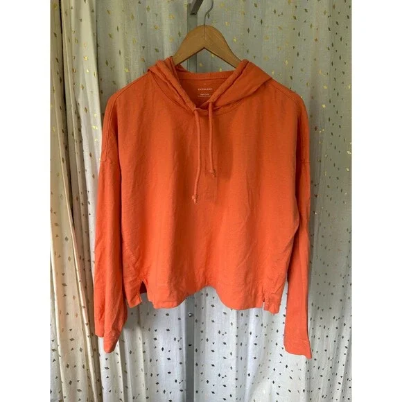 Everlane Women's 100% Organic Cotton Retro Jersey Drawstring Hoodie Sweatshirt L - Picture 4 of 8